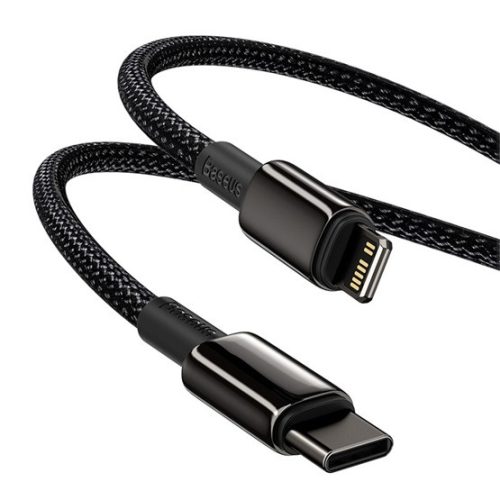 Baseus Tungsten Gold USB Type-C – iPhone, PD 20W gyorstöltő adatkábel, 1m, fekete