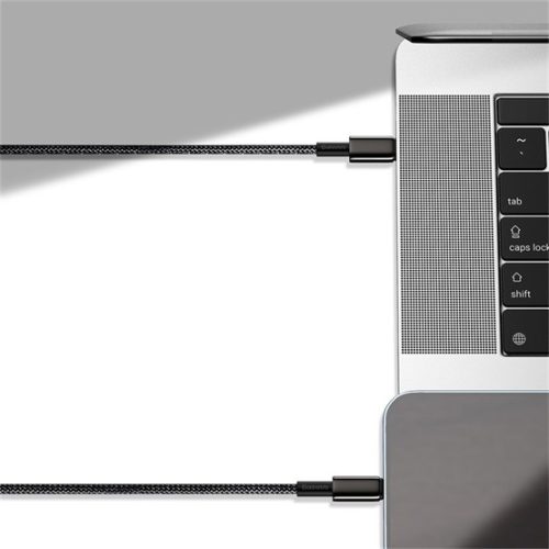 Baseus Tungsten Gold USB Type-C – iPhone, PD 20W gyorstöltő adatkábel, 1m, fekete