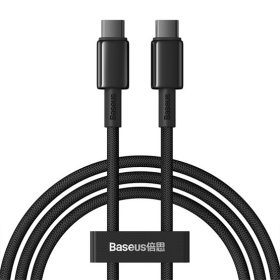   Baseus Tungsten Gold USB Type-C, 100W gyorstöltő adatkábel, 1m, fekete
