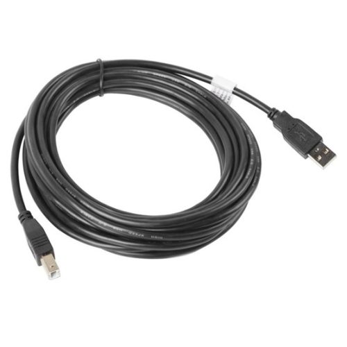 Lanberg USB-A (M)->USB-B (M) 2.0 kábel, 5 m, fekete