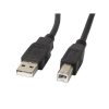 Lanberg USB-A (M)->USB-B (M) 2.0 kábel, 3 m, fekete, ferrit