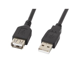 Lanberg USB-A (M/F) 2.0 kábel, 1,8 m, fekete