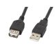 Lanberg USB-A (M/F) 2.0 kábel, 1,8 m, fekete