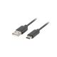 Lanberg USB-C (M)->USB-A (M) 2.0 kábel, 1 m, fekete, QC 3.0