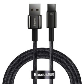   Baseus Tungsten Gold USB Type-A – USB Type-C, 100W gyorstöltő adatkábel, 1m, fekete