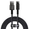 Baseus Tungsten Gold USB Type-A – USB Type-C, 100W gyorstöltő adatkábel, 2m, fekete