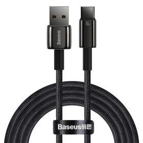   Baseus Tungsten Gold USB Type-A – USB Type-C, 100W gyorstöltő adatkábel, 2m, fekete