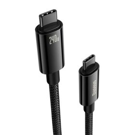   Baseus Tungsten Gold USB Type-C, 240W gyorstöltő adatkábel, 1m, fekete