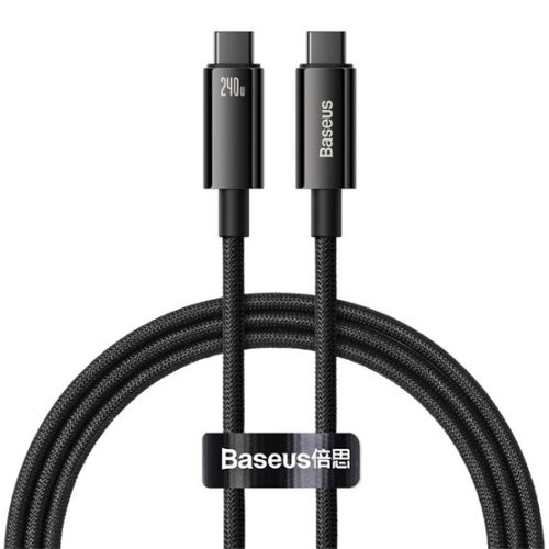 Baseus Tungsten Gold USB Type-C, 240W gyorstöltő adatkábel, 1m, fekete