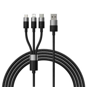   Baseus StarSpeed One-for-Three USB Type-A – iPhone+USB Type-C+Micro USB, 3.5A gyorstöltő adatkábel, 1.2m, fekete