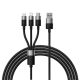 Baseus StarSpeed One-for-Three USB Type-A – iPhone+USB Type-C+Micro USB, 3.5A gyorstöltő adatkábel, 1.2m, fekete