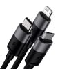 Baseus StarSpeed One-for-Three USB Type-A – iPhone+USB Type-C+Micro USB, 3.5A gyorstöltő adatkábel, 1.2m, fekete