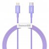 Baseus Superior USB Type-C – iPhone, 20W gyorstöltő adatkábel, 1m, lila