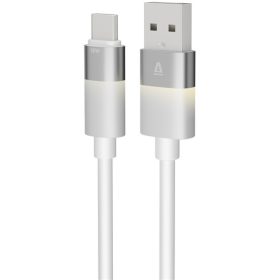   AVAX CB312 GLOWY 18W USB-A - USB-C gyorstöltő kábel, fehér - 1m