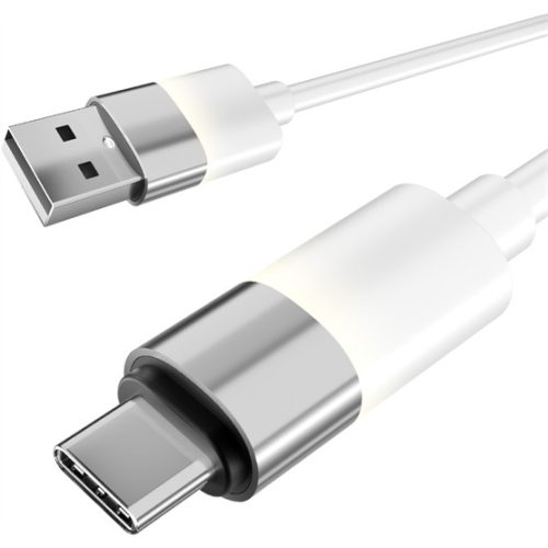 AVAX CB313 GLOWY 18W USB-A - USB-C gyorstöltő kábel, fehér - 2m