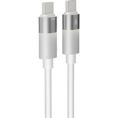 AVAX CB317 GLOWY 60W USB-C gyorstöltő kábel, fehér - 2m