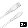 AVAX CB4302 2x 18W USBA–Lightning szilikon töltőkábel szett, fehér - 1,5m