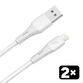   AVAX CB4302 2x 18W USBA–Lightning szilikon töltőkábel szett, fehér - 1,5m