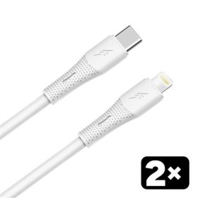   AVAX CB4304 2x 27W USBC–Lightning szilikon töltőkábel szett, fehér - 1,5m