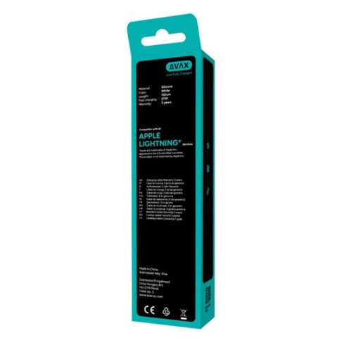 AVAX CB4304 2x 27W USBC–Lightning szilikon töltőkábel szett, fehér - 1,5m