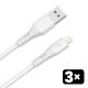 AVAX CB4306 3x 12W USBA–Lightning szilikon töltőkábel szett, fehér - 1,5m