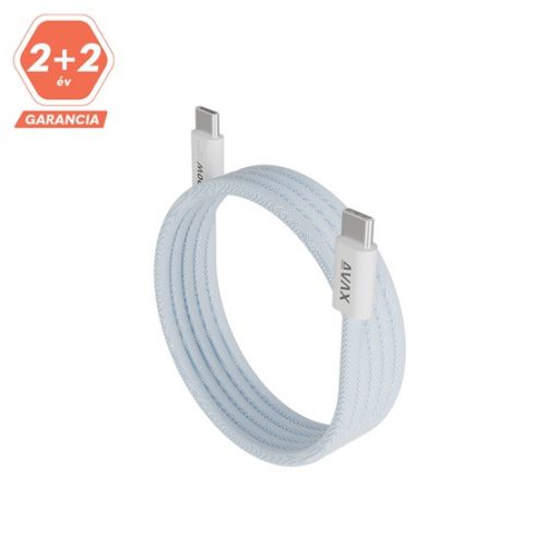 AVAX CB610LB MAGNETY 100W USB C mágneses gyorstöltő kábel, fonott, világoskék - 1m