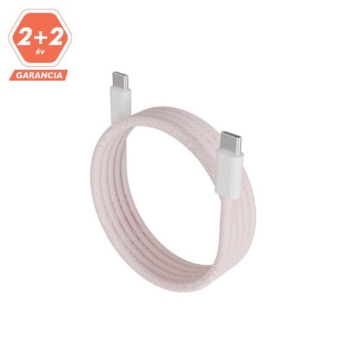 AVAX CB610P MAGNETY 100W USB C mágneses gyorstöltő kábel, fonott, rózsaszín - 1m