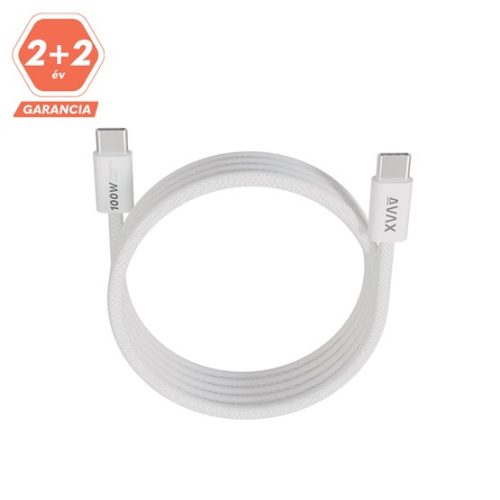 AVAX CB610W MAGNETY 100W USB C mágneses gyorstöltő kábel, fonott, fehér - 1m