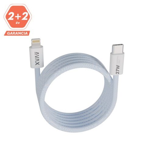 AVAX CB611LB MAGNETY 27W USBC–Lightning fonott mágneses töltőkábel, világoskék - 1m