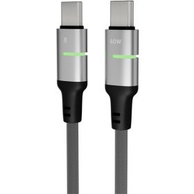   AVAX CB633 STEELY LED 60W USB-C gyorstöltő kábel, fonott, fekete - 2m