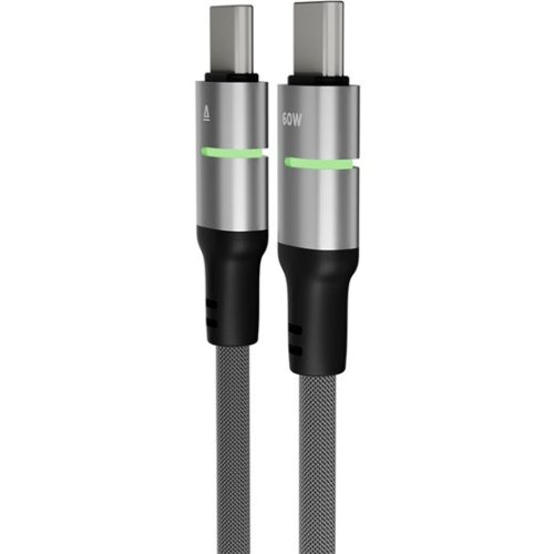 AVAX CB633 STEELY LED 60W USB-C gyorstöltő kábel, fonott, fekete - 2m