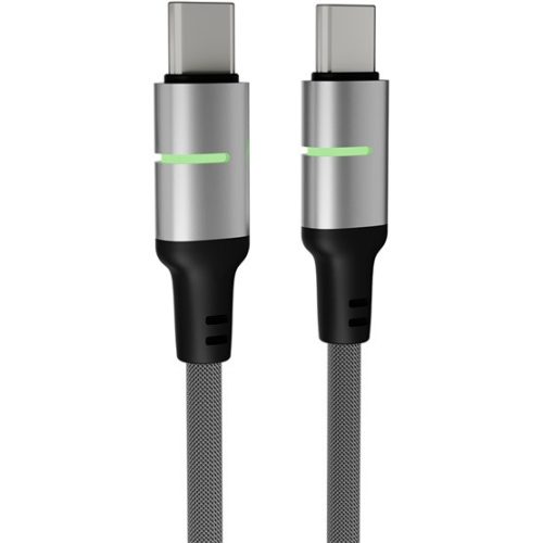 AVAX CB634 STEELY LED 60W USB-C gyorstöltő kábel, fonott, fekete - 3m