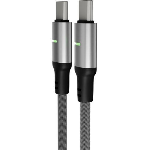 AVAX CB634 STEELY LED 60W USB-C gyorstöltő kábel, fonott, fekete - 3m