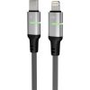 AVAX CB636 STEELY LED 27W USBC–Lightning fonott töltőkábel, fekete - 2m