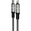 AVAX CB636 STEELY LED 27W USBC–Lightning fonott töltőkábel, fekete - 2m