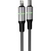 AVAX CB636 STEELY LED 27W USBC–Lightning fonott töltőkábel, fekete - 2m
