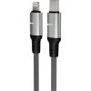 AVAX CB637 STEELY LED 27W USBC–Lightning fonott töltőkábel, fekete - 3m