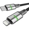 AVAX CB637 STEELY LED 27W USBC–Lightning fonott töltőkábel, fekete - 3m