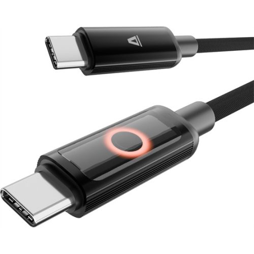 AVAX CB654 PULSEY 60W USB-C gyorstöltő kábel, fonott, szürke - 1m