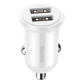 Baseus Grain Pro autóstöltő 24W, 2×USB Type-A, fehér