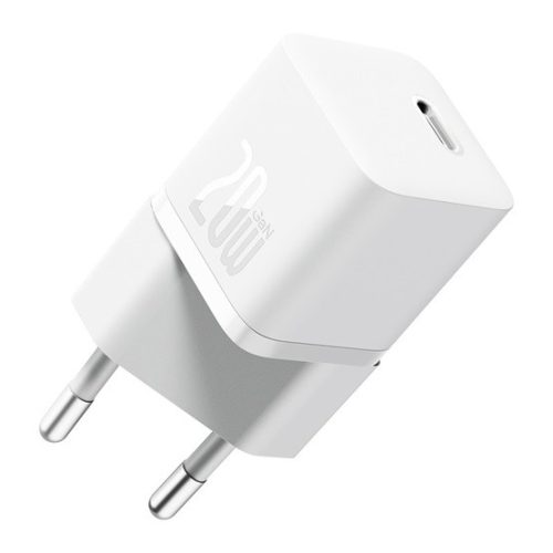 Baseus GaN5 Mini hálózati gyorstöltő 20W, USB Type-C, fehér