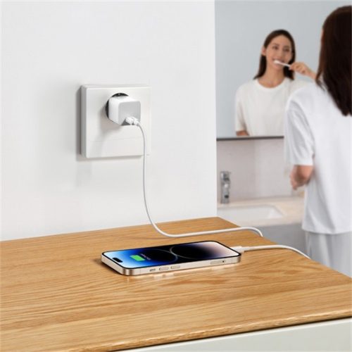 Baseus GaN5 Mini hálózati gyorstöltő 20W, USB Type-C, fehér