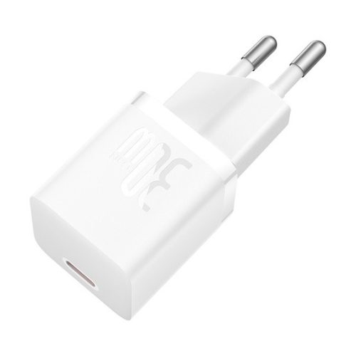 Baseus GaN5 Mini hálózati gyorstöltő 30W, USB Type-C, fehér