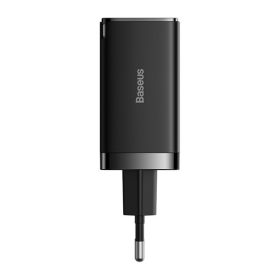   Baseus GaN5 Pro hálózati gyorstöltő 65W, 2×USB Type-C + USB Type-A, fekete + 100W USB Type-C, 1m kábel