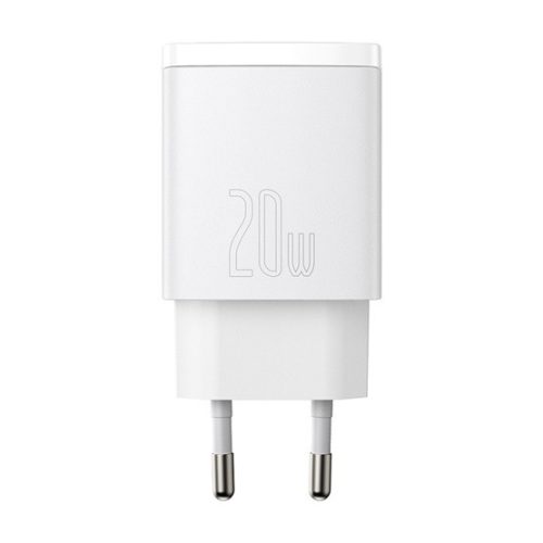 Baseus Compact 20W-os hálózati töltő Type-C, USB-A , fehér