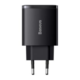   Baseus Compact hálózati gyorstöltő 30W, 2×USB Type-A + USB Type-C, fekete