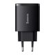 Baseus Compact hálózati gyorstöltő 30W, 2×USB Type-A + USB Type-C, fekete