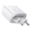 Baseus Compact 30W-os hálózati gyorstöltő Type-C, 2xUSB-A , fehér