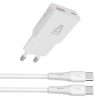 AVAX CH6413 30W GaN gyorstöltő és 60W USB-C szilikon kábel szett, fehér