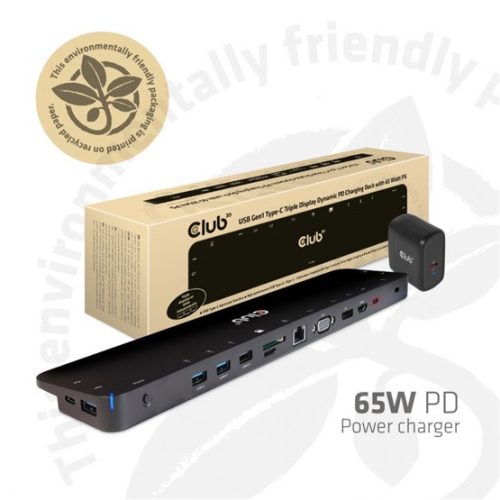 Club3D USB 3.2 GEN 1 TYPE C TRIPLE DISPLAY DYNAMIC PD TÖLTŐ - 65W